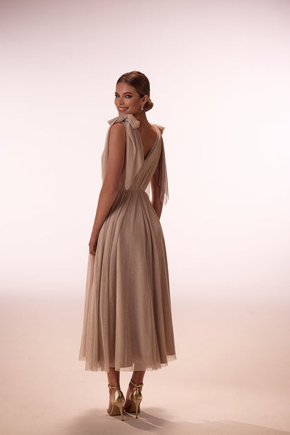 Short classic evening dress Cin Cin Gold from DAMA Couture (back photo)