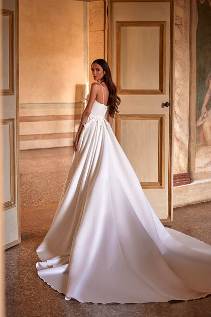 Classic simple wedding dress Seraphine from DAMA Couture (back photo)